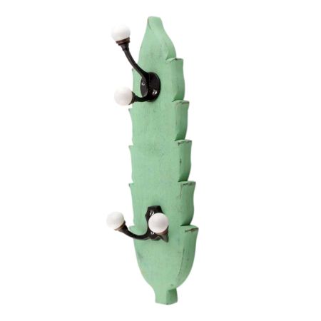 Green And Black Double Loop Ceramic Iron Wooden Hooks